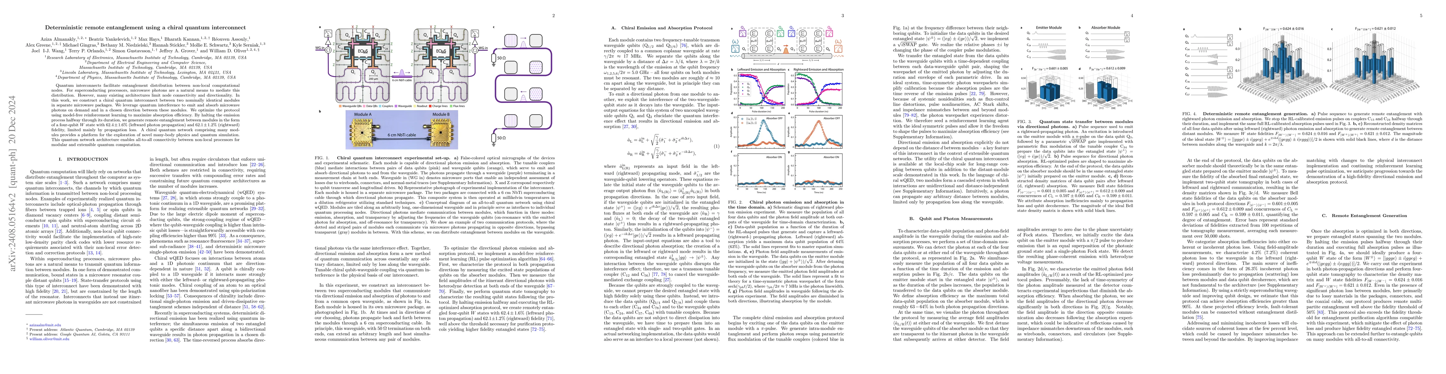Thumbnail for Deterministic remote entanglement using a chiral quantum interconnect