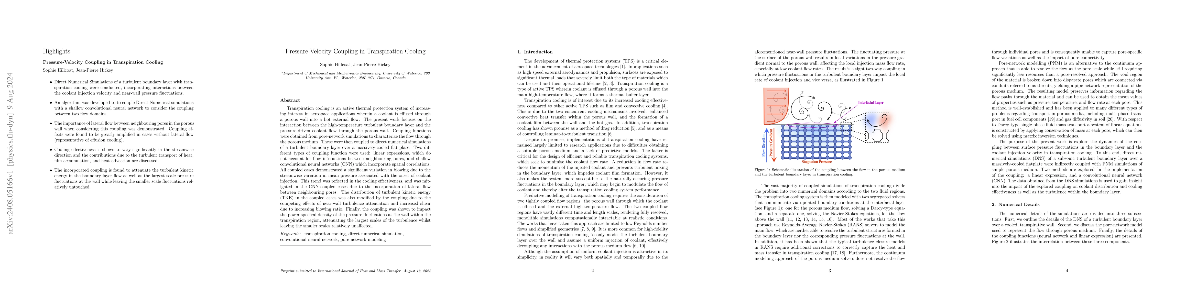 Thumbnail for Pressure-Velocity Coupling in Transpiration Cooling