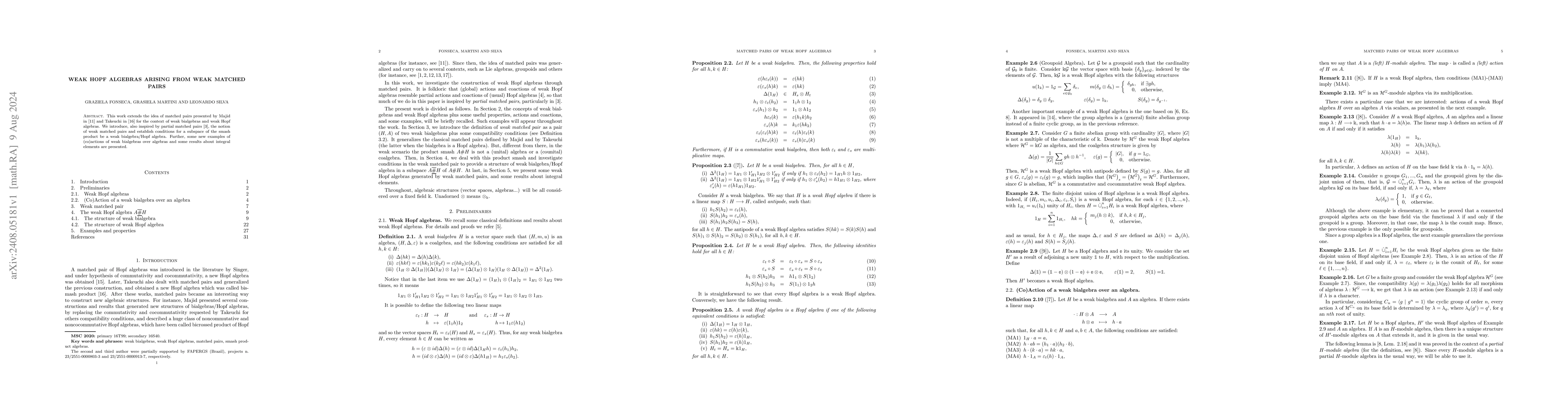 Thumbnail for Weak Hopf algebras arising from weak matched pairs