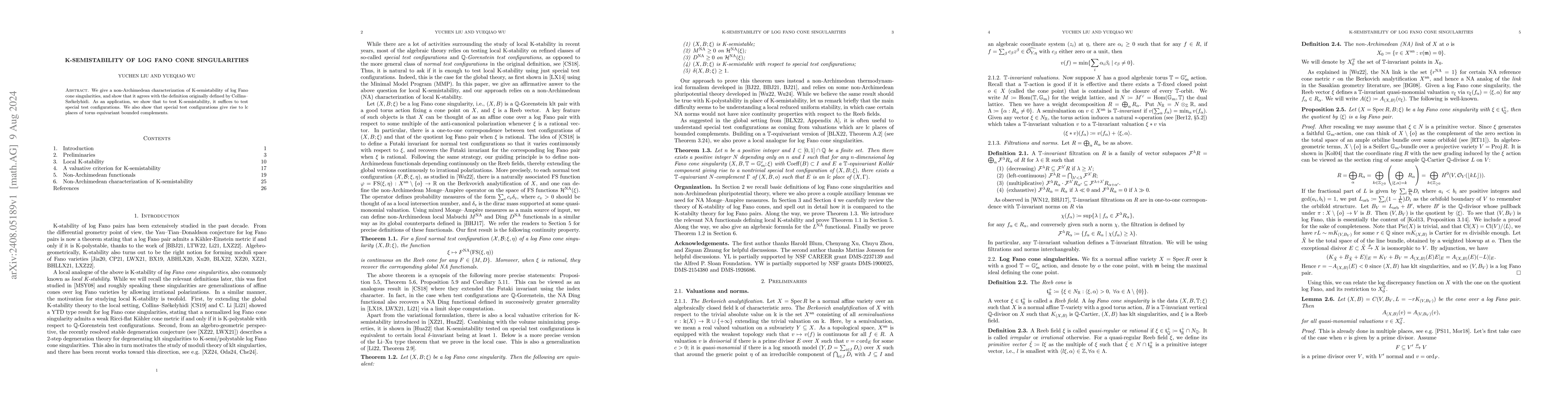 Thumbnail for K-semistability of log Fano cone singularities