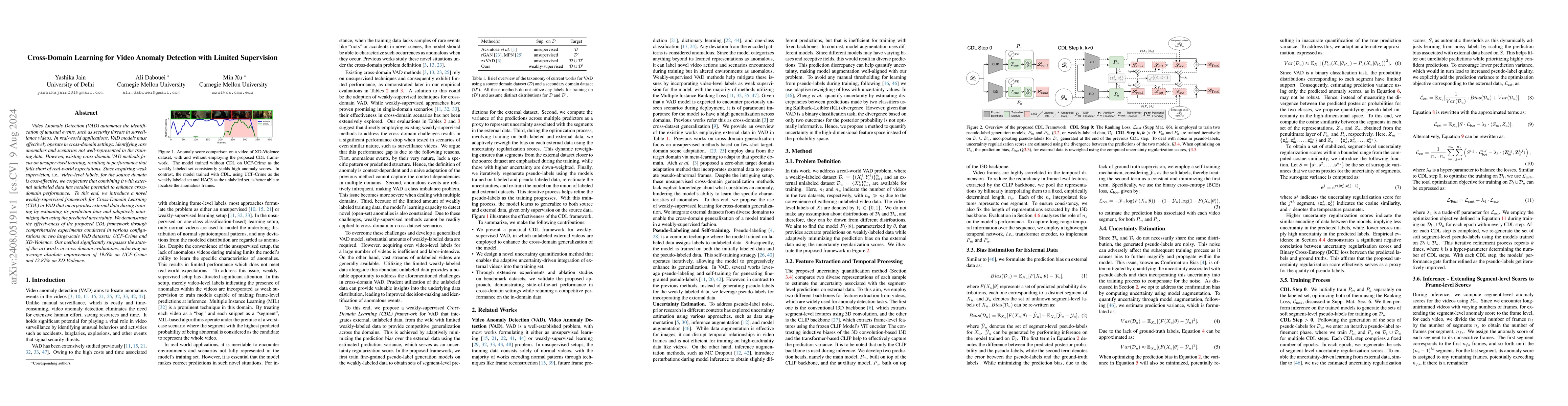 Thumbnail for Cross-Domain Learning for Video Anomaly Detection with Limited
  Supervision
