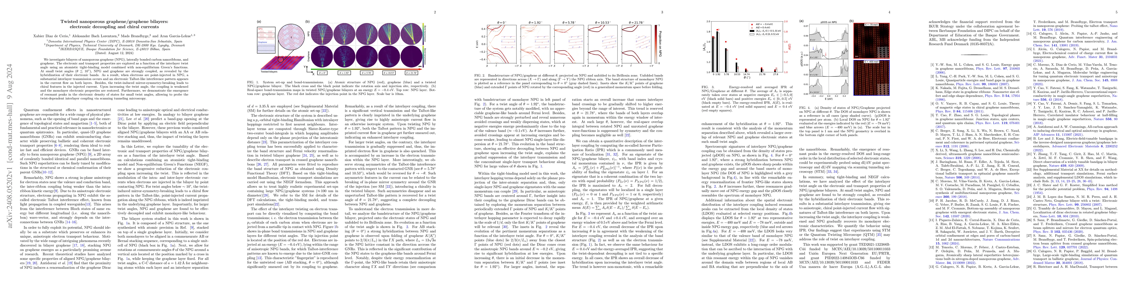 Thumbnail for Twisted nanoporous graphene/graphene bilayers: electronic decoupling and
  chiral currents