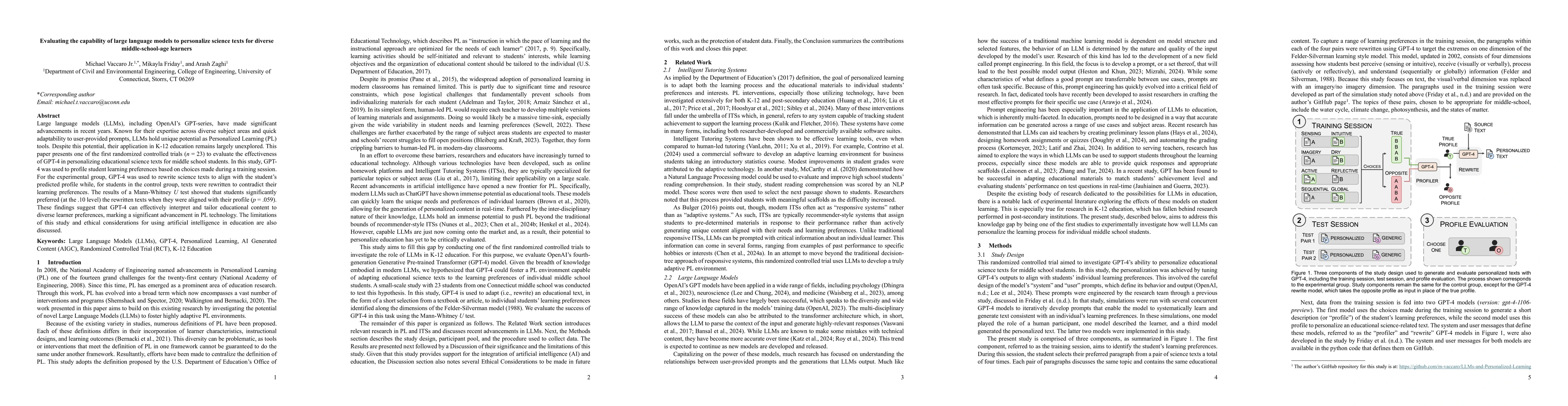 Thumbnail for Evaluating the capability of large language models to personalize
  science texts for diverse middle-school-age learners