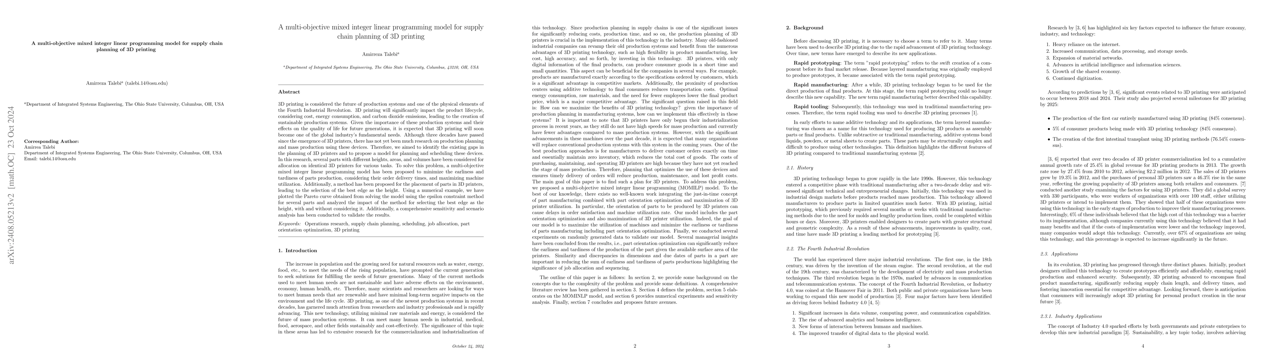 Thumbnail for A multi-objective mixed integer linear programming model for supply
  chain planning of 3D printing