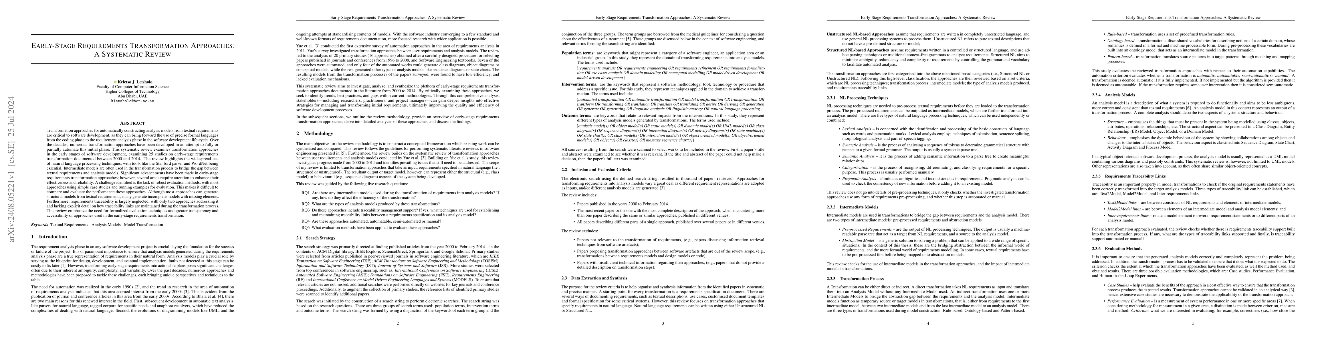 Thumbnail for Early-Stage Requirements Transformation Approaches: A Systematic Review