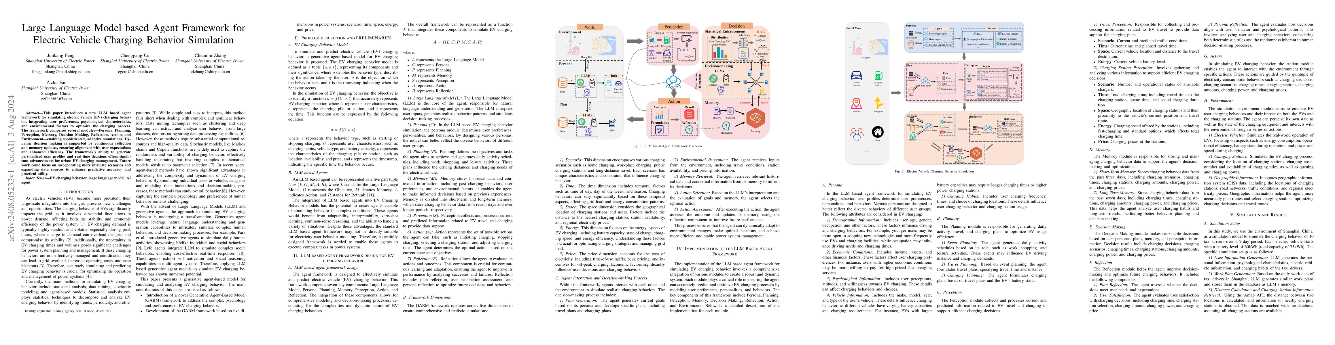 Thumbnail for Large Language Model based Agent Framework for Electric Vehicle Charging
  Behavior Simulation
