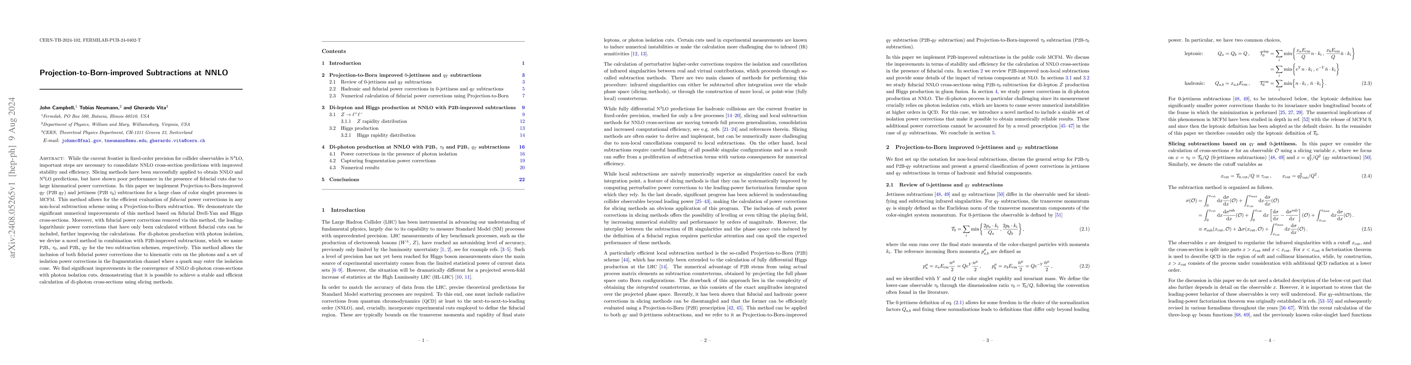 Thumbnail for Projection-to-Born-improved Subtractions at NNLO