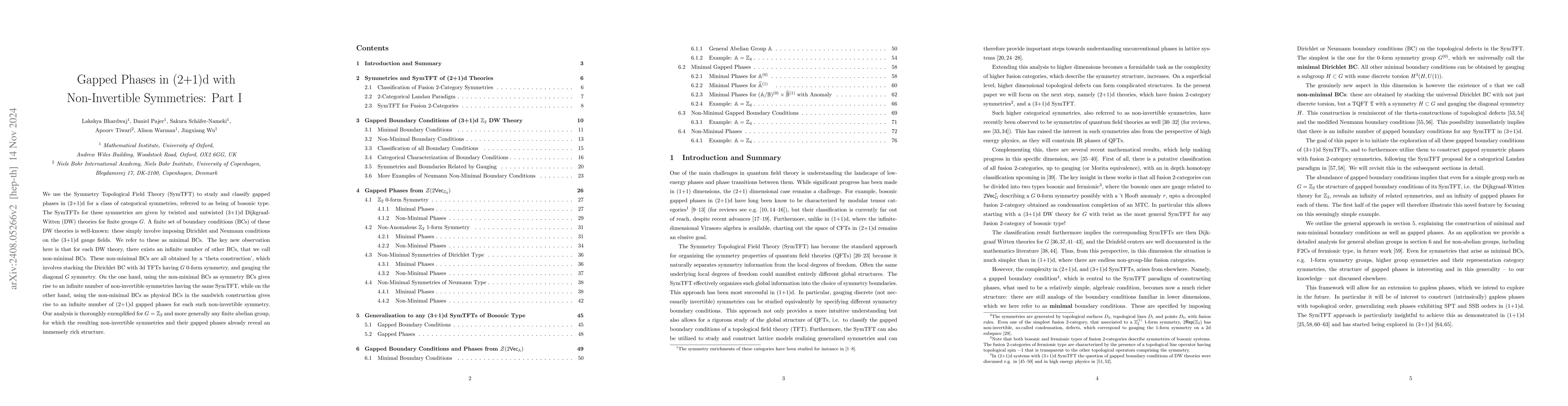 Thumbnail for Gapped Phases in (2+1)d with Non-Invertible Symmetries: Part I