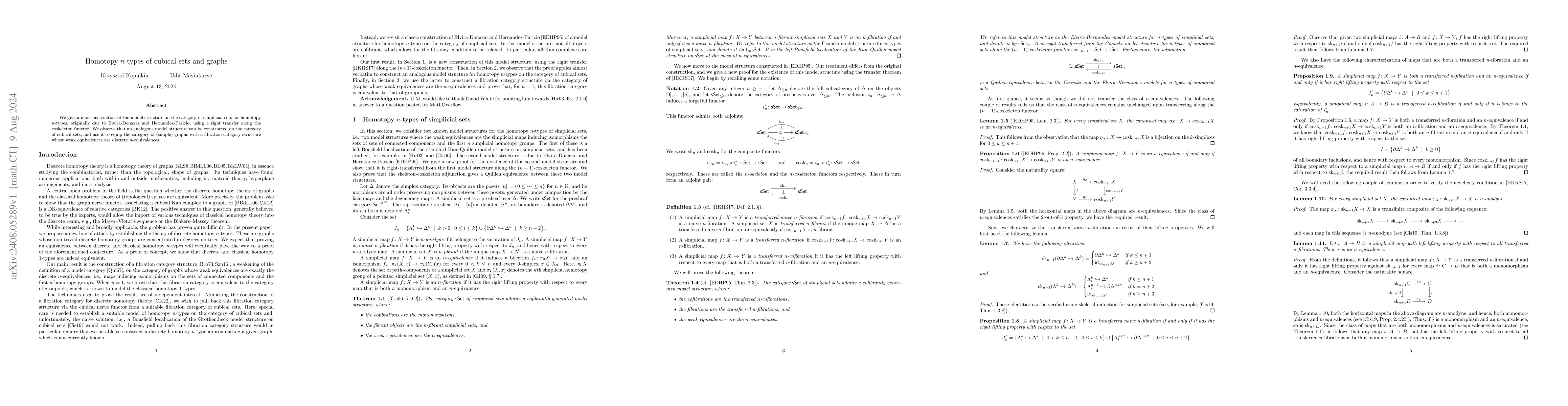 Thumbnail for Homotopy $n$-types of cubical sets and graphs
