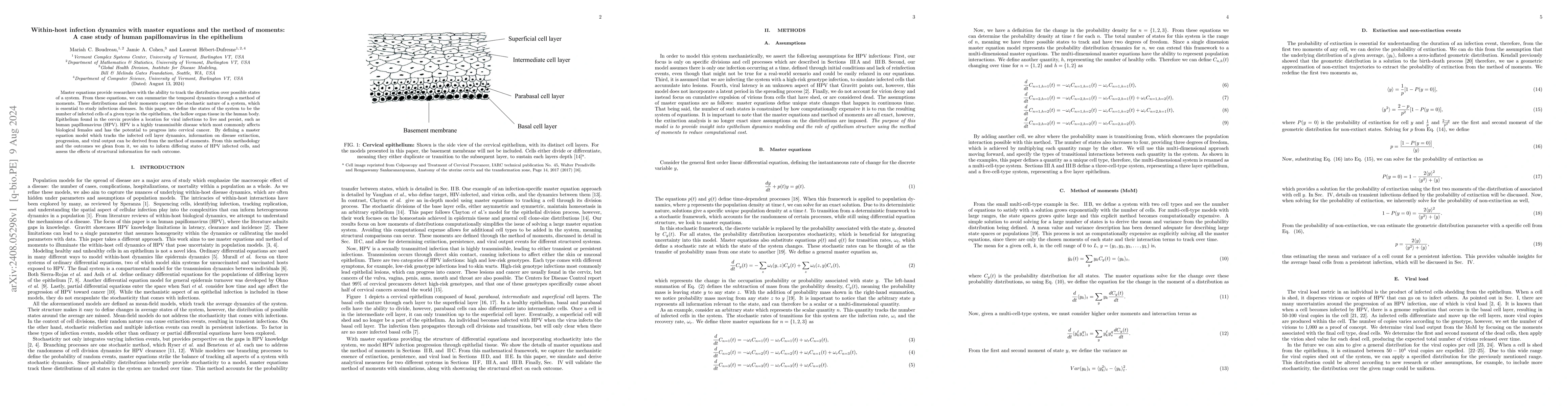 Thumbnail for Within-host infection dynamics with master equations and the method of
  moments: A case study of human papillomavirus in the epithelium