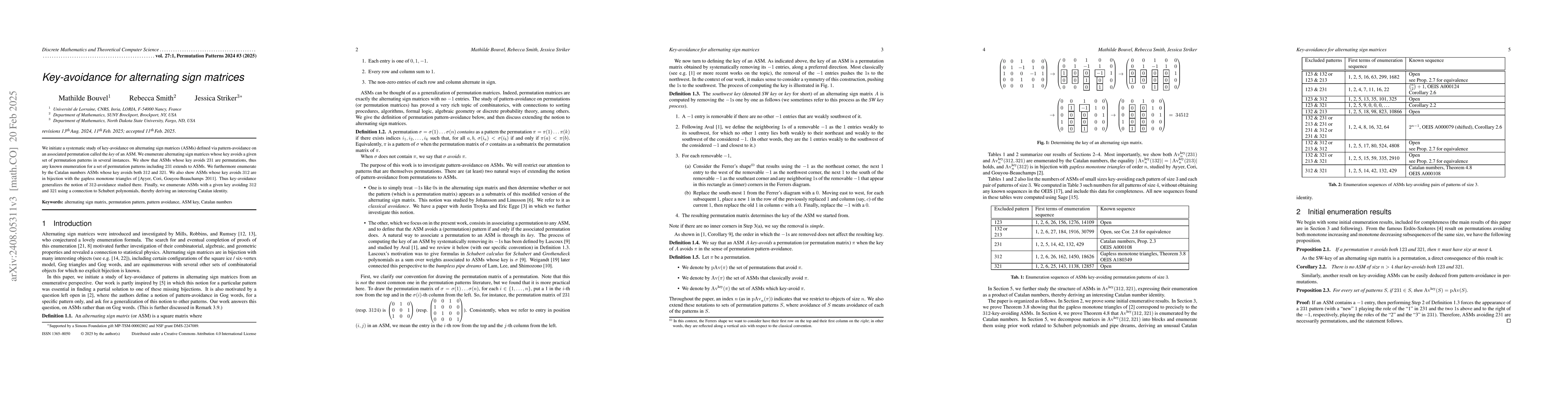 Thumbnail for Key-avoidance for alternating sign matrices