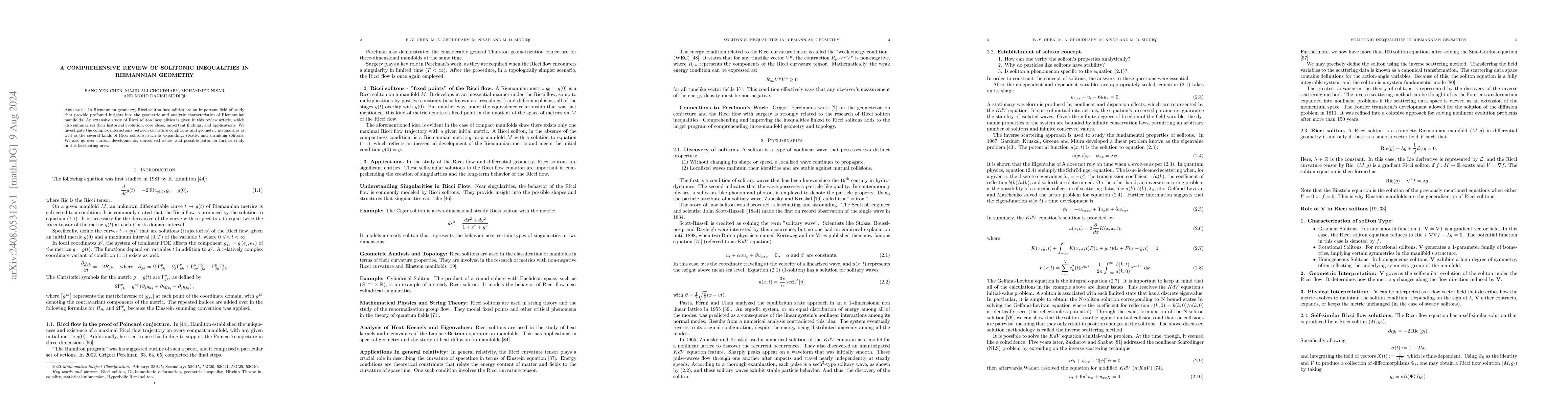 Thumbnail for A Comprehensive Review of Solitonic Inequalities in Riemannian Geometry