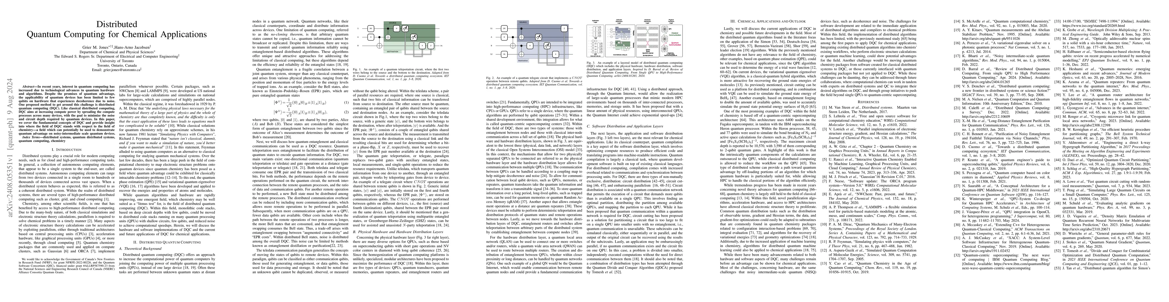 Thumbnail for Distributed Quantum Computing for Chemical Applications