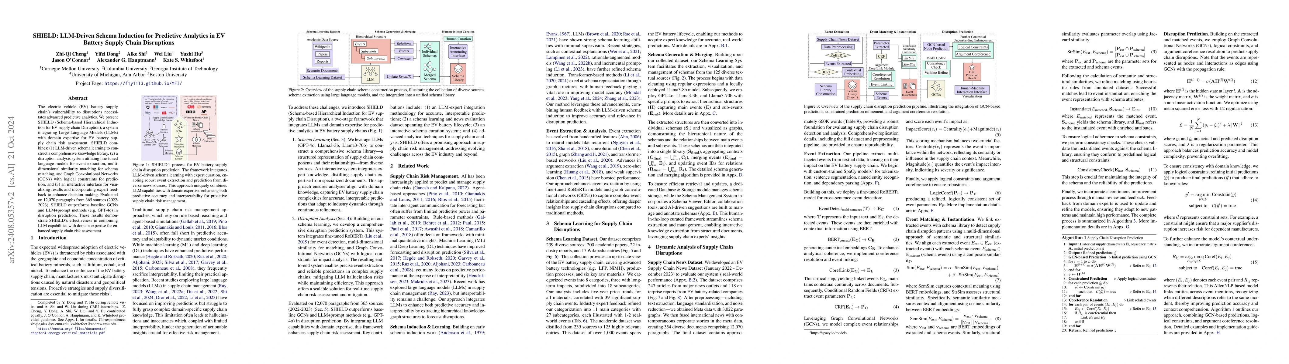 Thumbnail for SHIELD: LLM-Driven Schema Induction for Predictive Analytics in EV
  Battery Supply Chain Disruptions