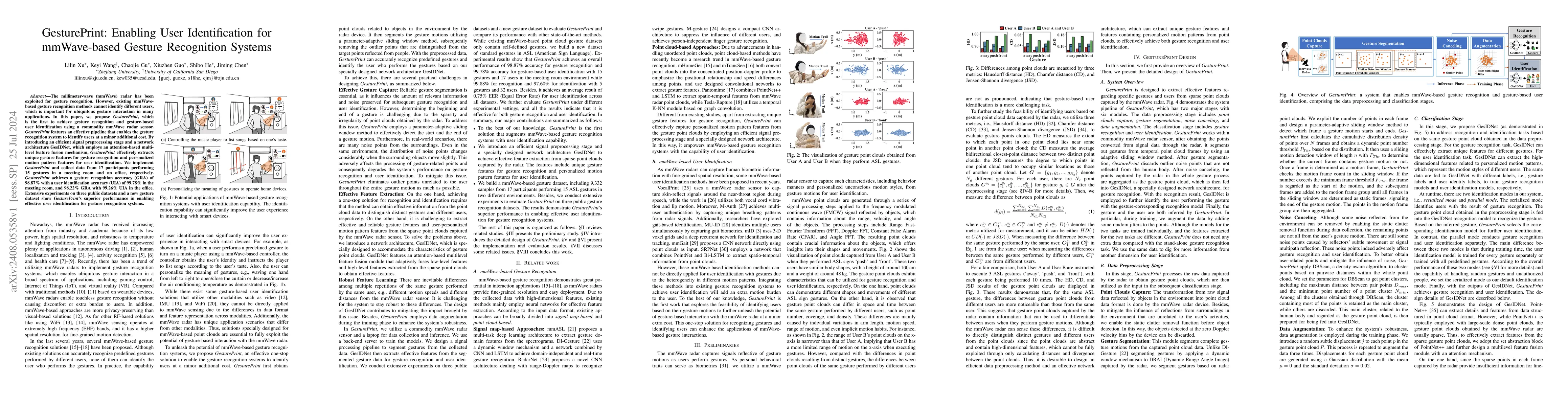 Thumbnail for GesturePrint: Enabling User Identification for mmWave-based Gesture
  Recognition Systems