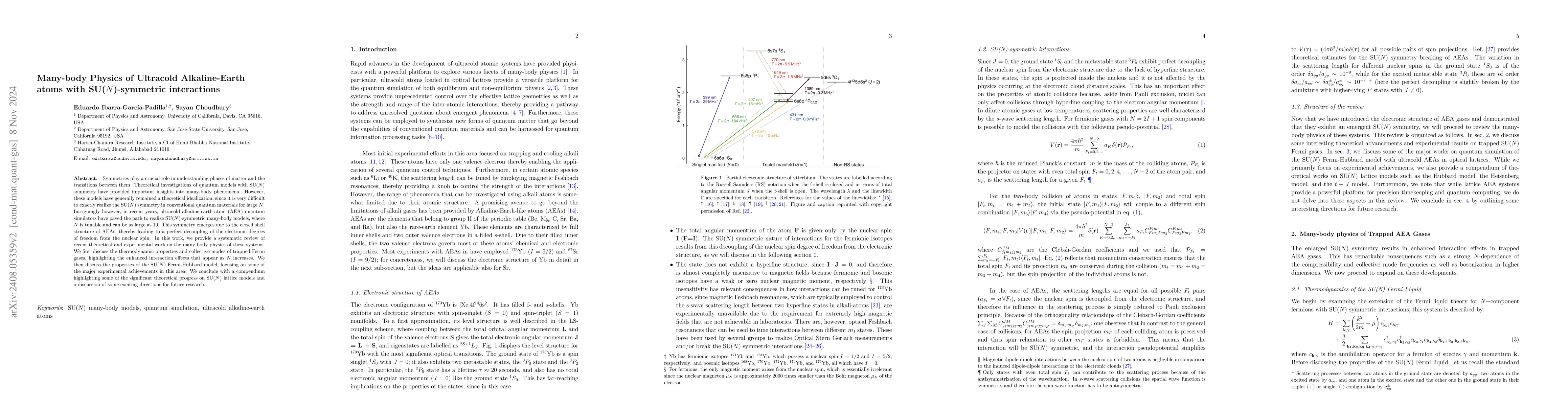 Thumbnail for Many-body Physics of Ultracold Alkaline-Earth atoms with
  SU($N$)-symmetric interactions