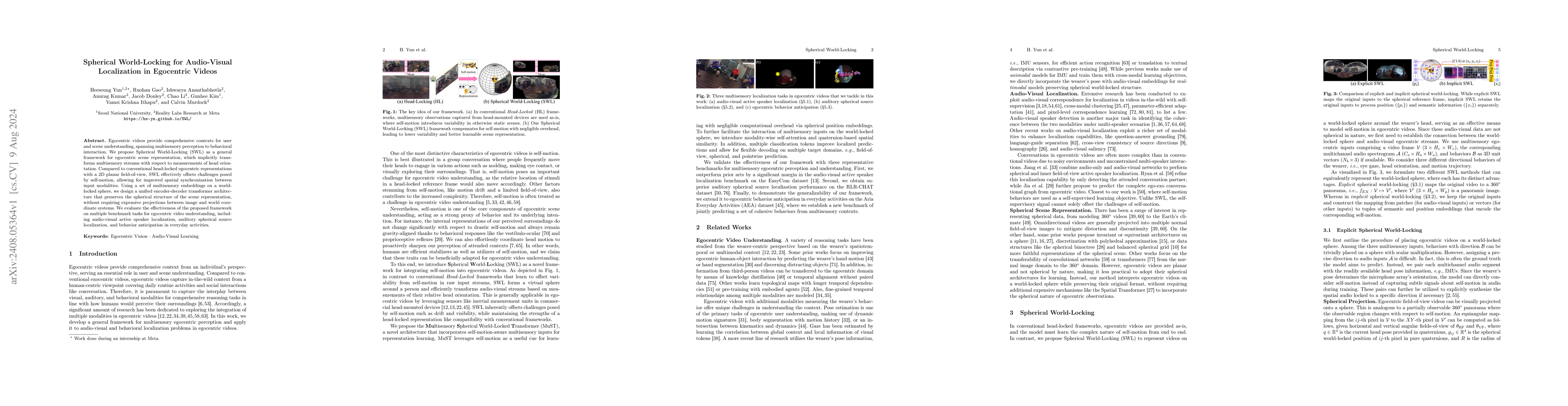 Thumbnail for Spherical World-Locking for Audio-Visual Localization in Egocentric
  Videos