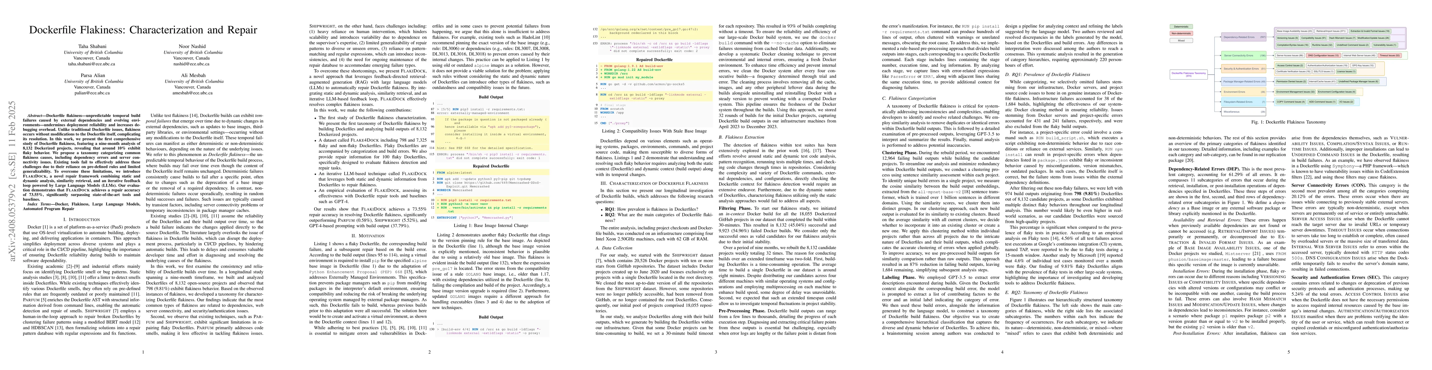 Thumbnail for Temporal Analysis and Repair of Flaky Dockerfiles