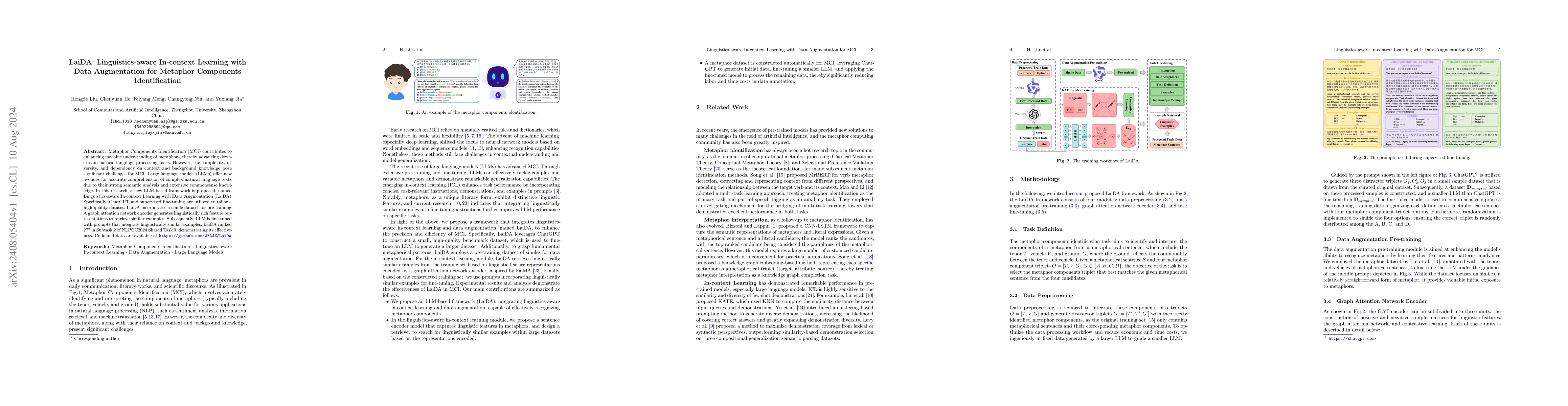 Thumbnail for LaiDA: Linguistics-aware In-context Learning with Data Augmentation for
  Metaphor Components Identification