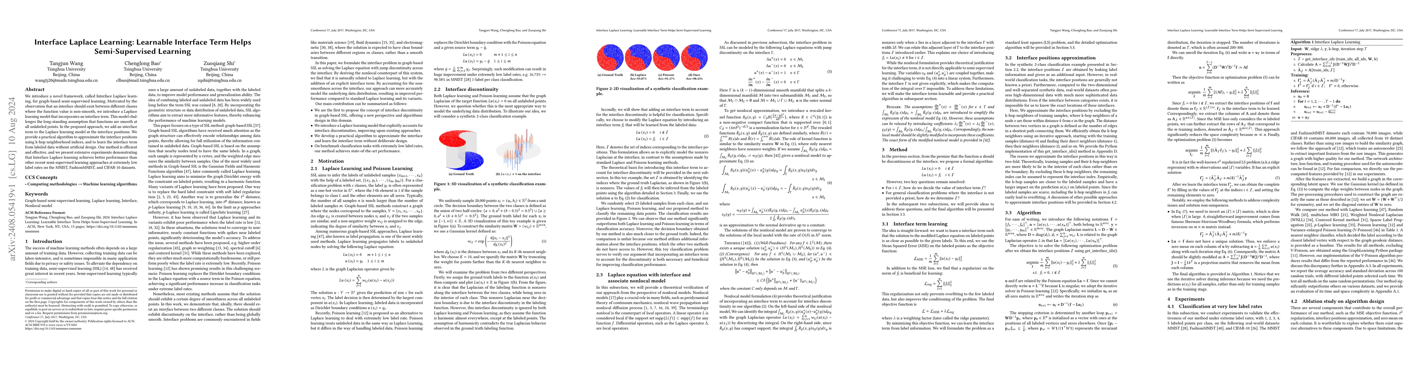 Thumbnail for Interface Laplace Learning: Learnable Interface Term Helps
  Semi-Supervised Learning