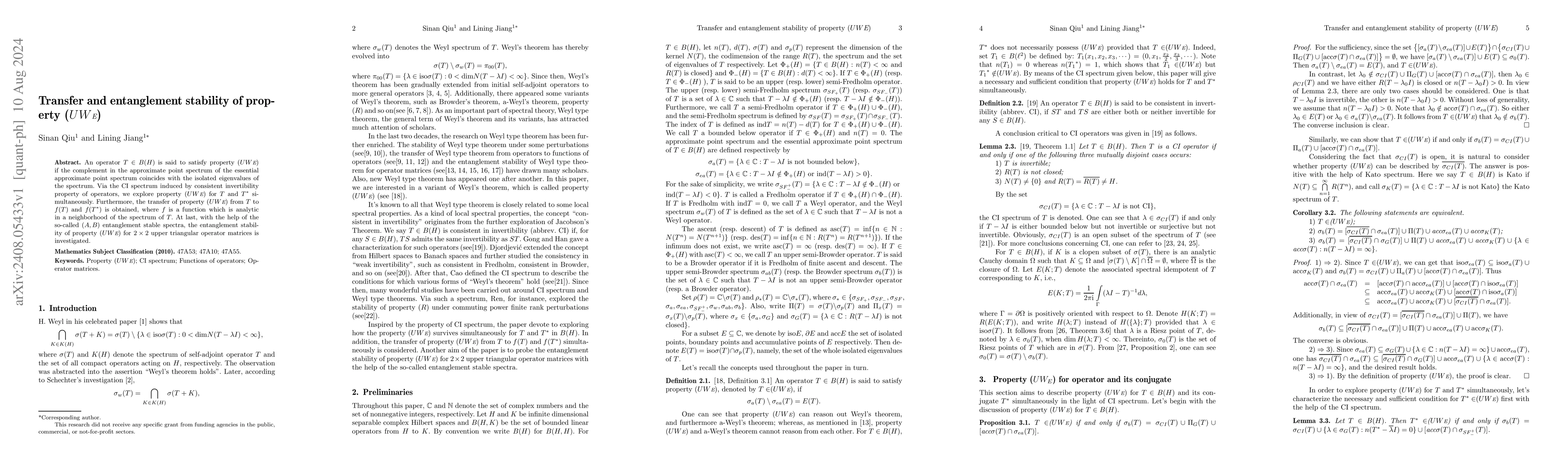 Thumbnail for Transfer and entanglement stability of property
  ($UW${\normalsize\it{E}})