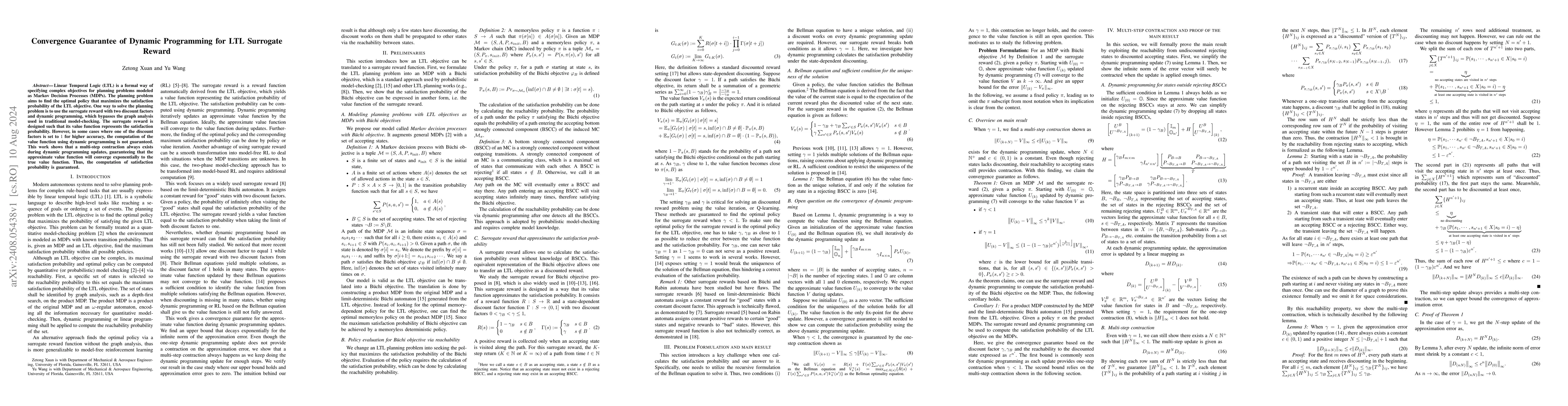 Thumbnail for Convergence Guarantee of Dynamic Programming for LTL Surrogate Reward