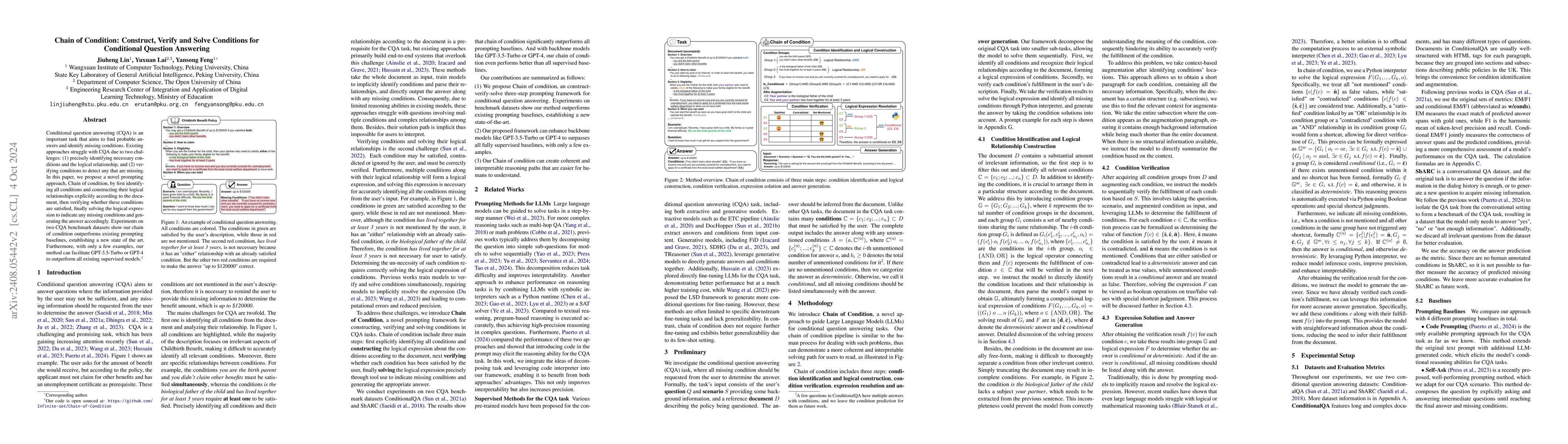 Thumbnail for Chain of Condition: Construct, Verify and Solve Conditions for
  Conditional Question Answering