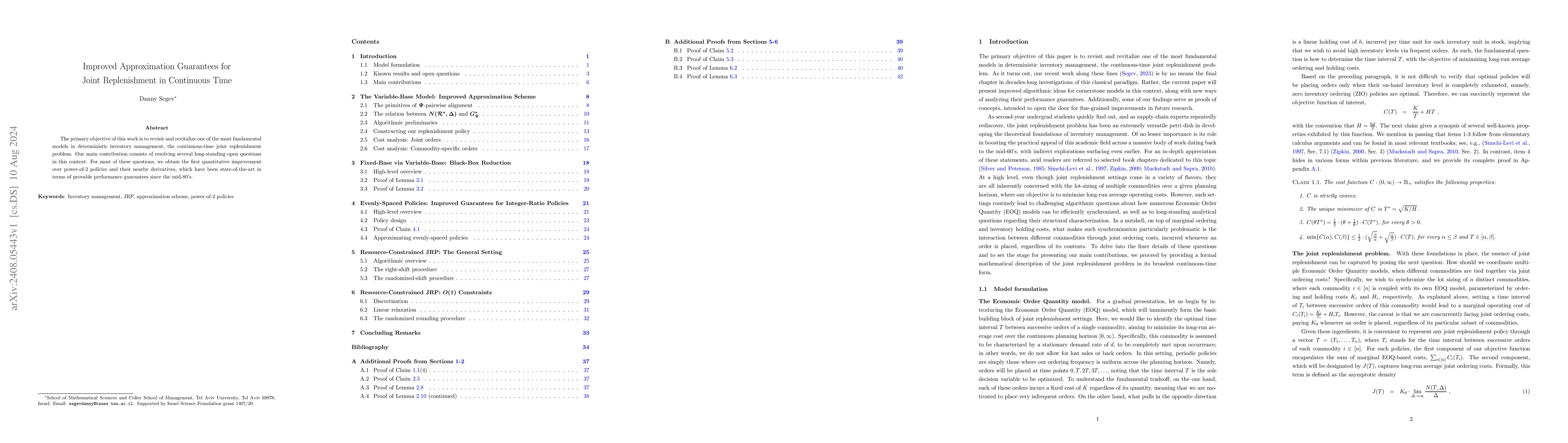 Thumbnail for Improved Approximation Guarantees for Joint Replenishment in Continuous
  Time