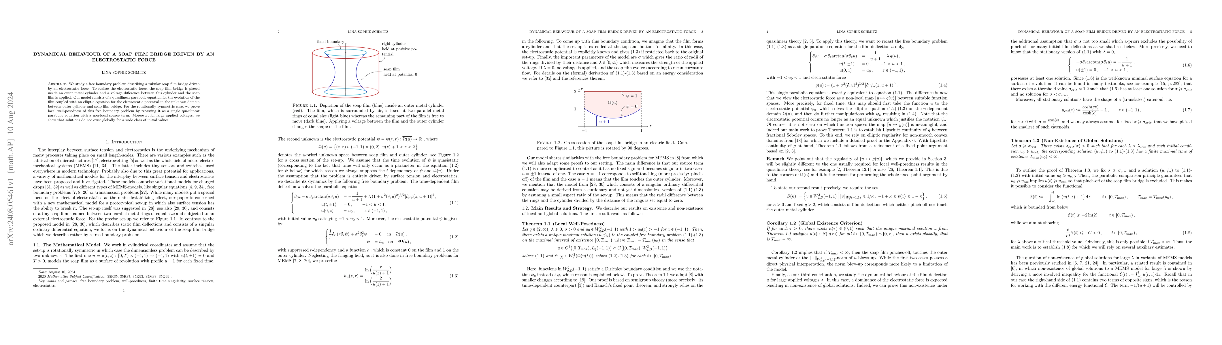 Thumbnail for Dynamical Behaviour of a Soap Film Bridge Driven by an Electrostatic
  Force