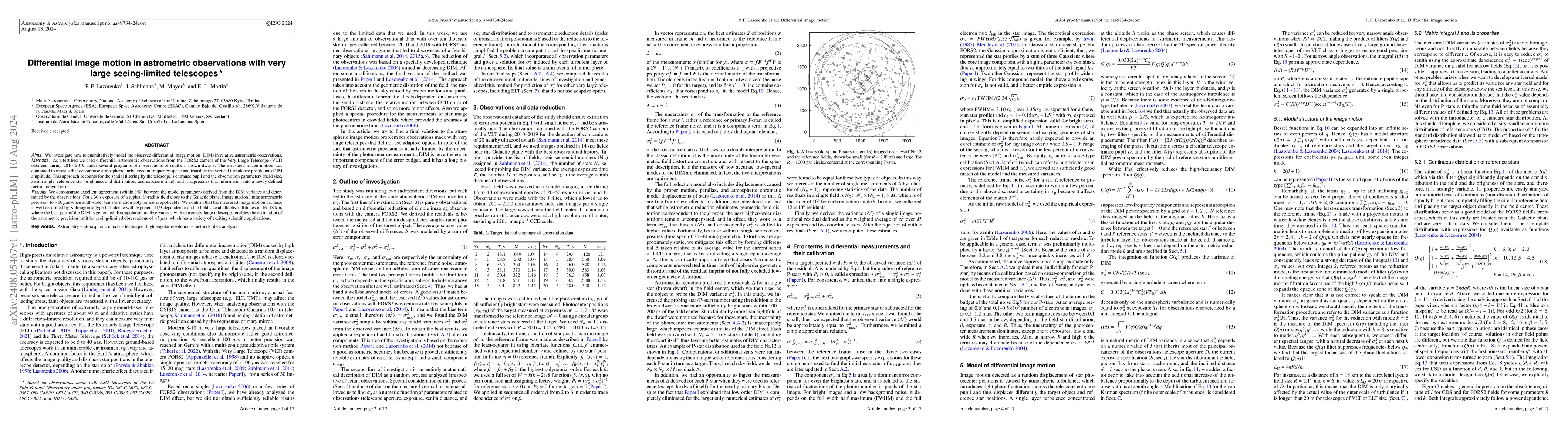 Thumbnail for Differential image motion in astrometric observations with very large
  seeing-limited telescopes