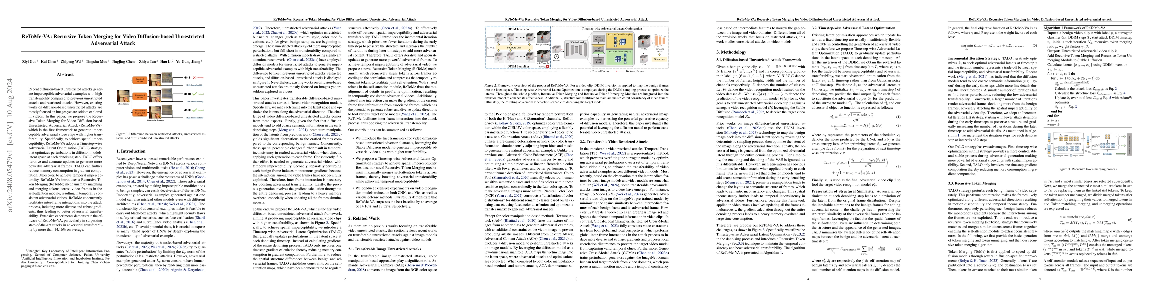 Thumbnail for ReToMe-VA: Recursive Token Merging for Video Diffusion-based
  Unrestricted Adversarial Attack