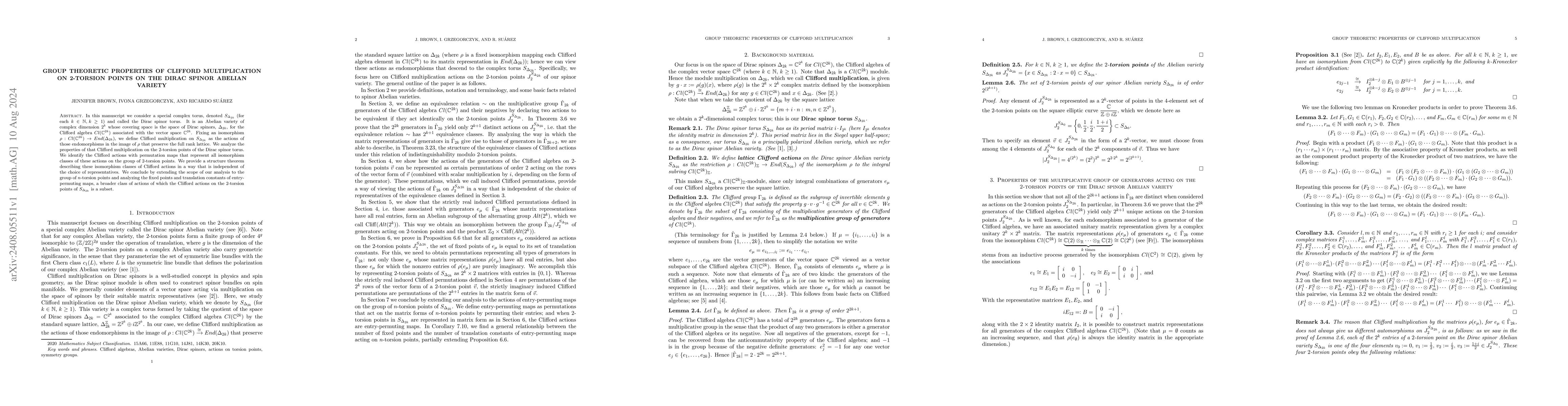 Thumbnail for Group theoretic properties of Clifford multiplication on 2-torsion
  points on the Dirac Spinor Abelian Variety