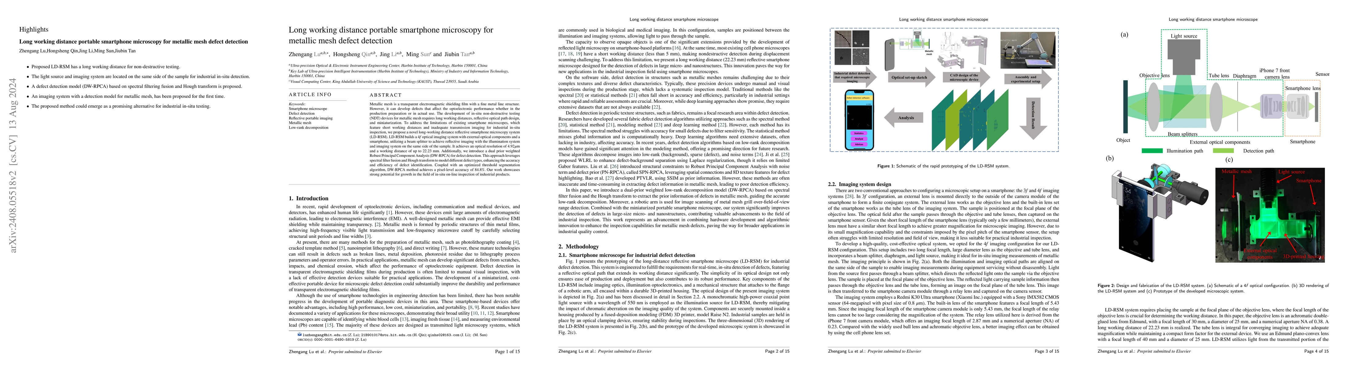 Thumbnail for Long working distance portable smartphone microscopy for metallic mesh
  defect detection