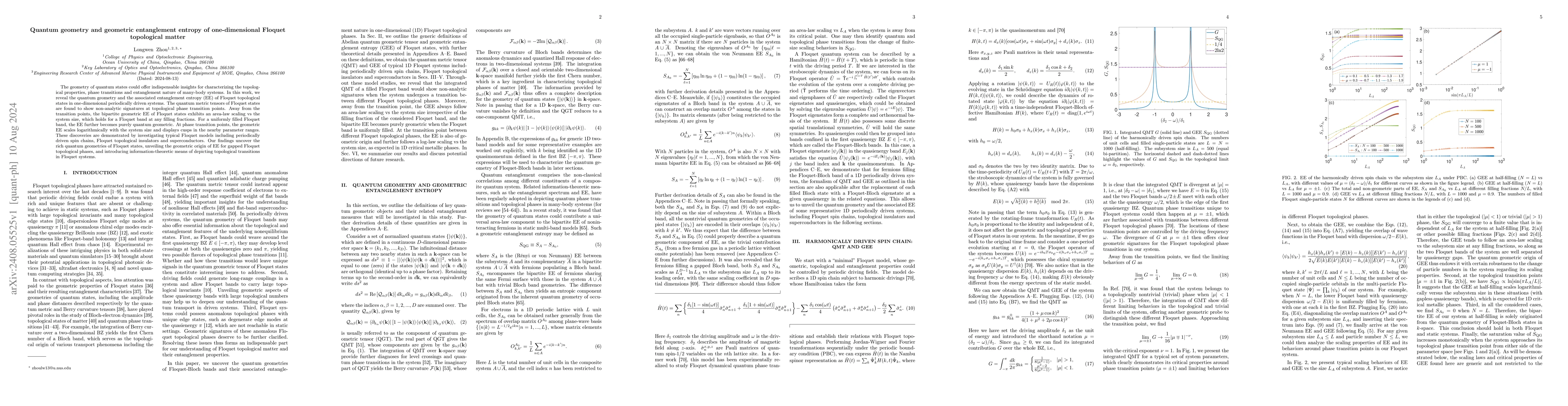 Thumbnail for Quantum geometry and geometric entanglement entropy of one-dimensional
  Floquet topological matter