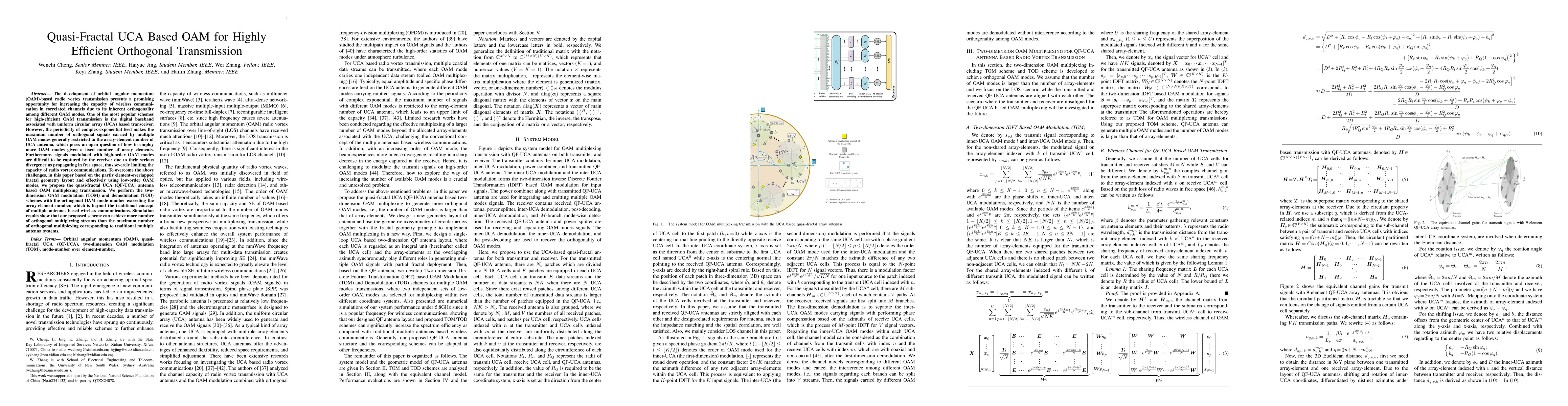 Thumbnail for Quasi-Fractal UCA Based OAM for Highly Efficient Orthogonal Transmission