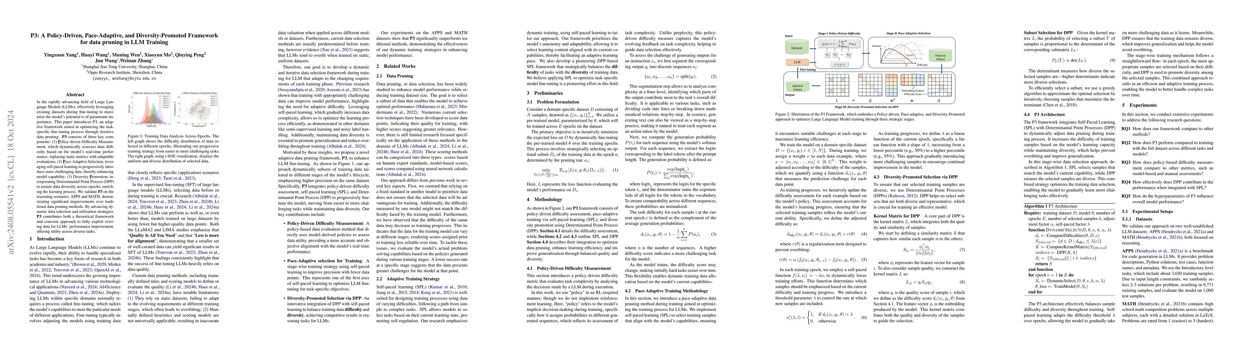 Thumbnail for P3: A Policy-Driven, Pace-Adaptive, and Diversity-Promoted Framework for
  Optimizing LLM Training