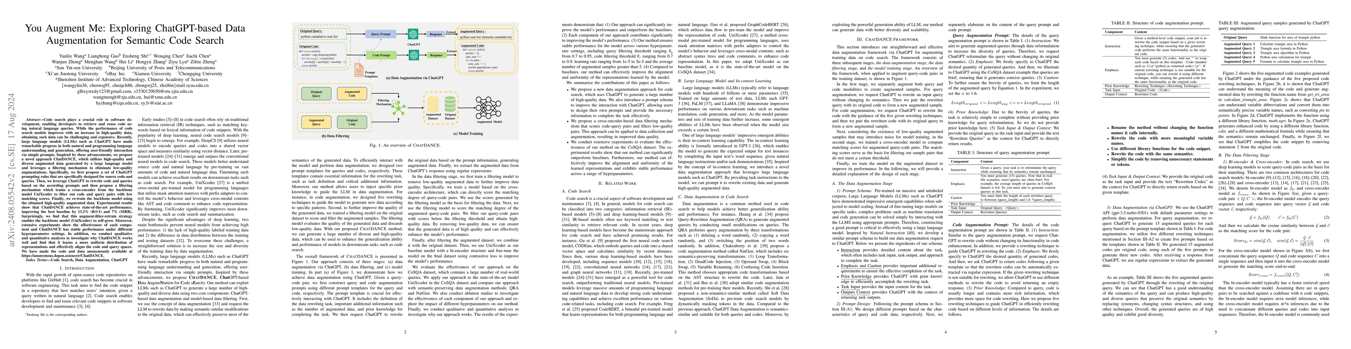 Thumbnail for You Augment Me: Exploring ChatGPT-based Data Augmentation for Semantic
  Code Search