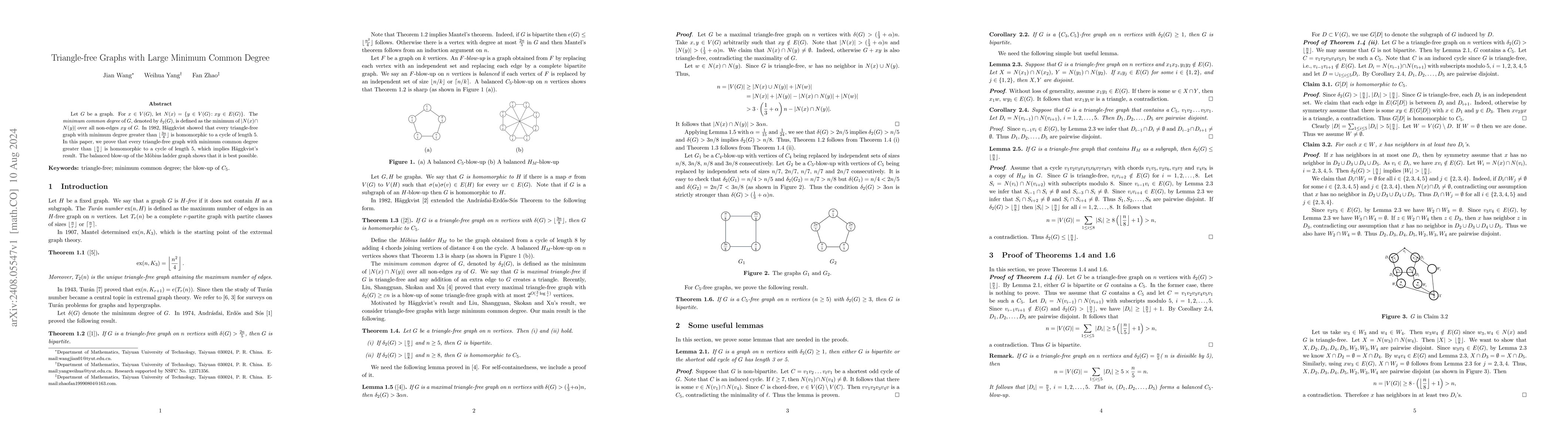Thumbnail for Triangle-free Graphs with Large Minimum Common Degree