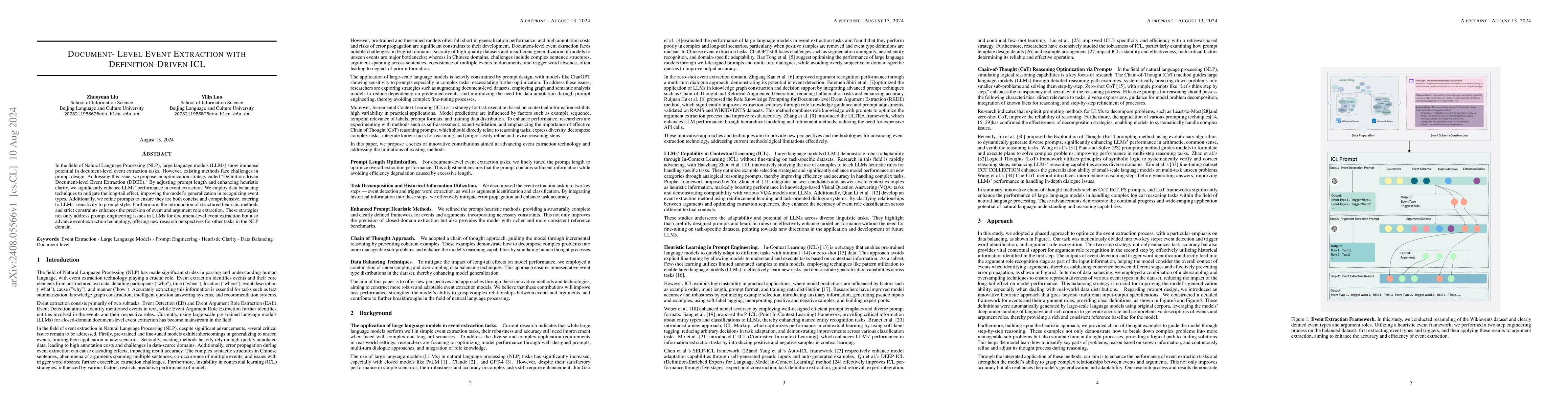 Thumbnail for Document-Level Event Extraction with Definition-Driven ICL