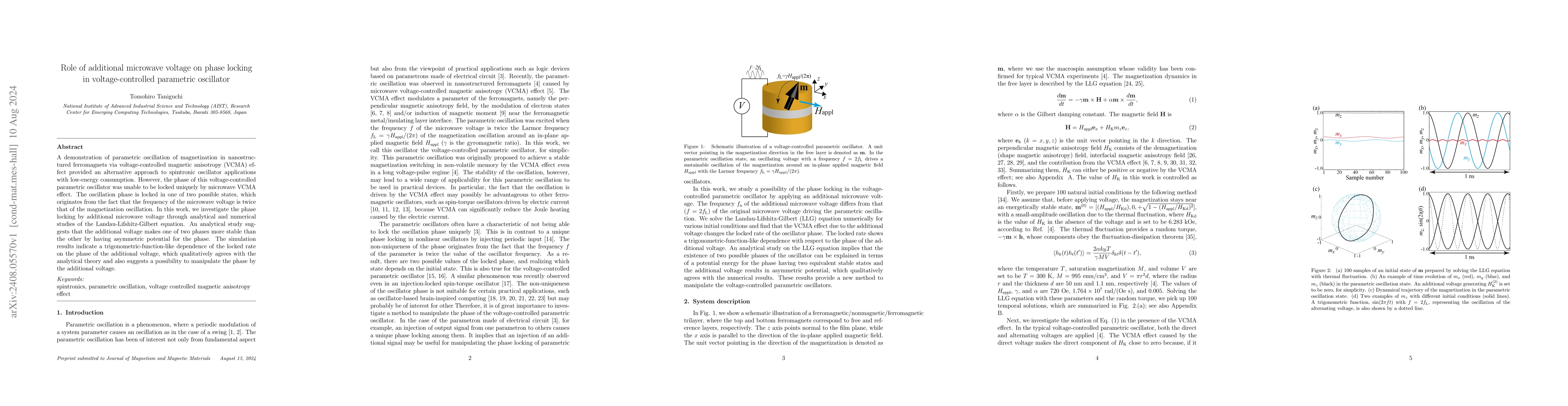 Thumbnail for Role of additional microwave voltage on phase locking in
  voltage-controlled parametric oscillator