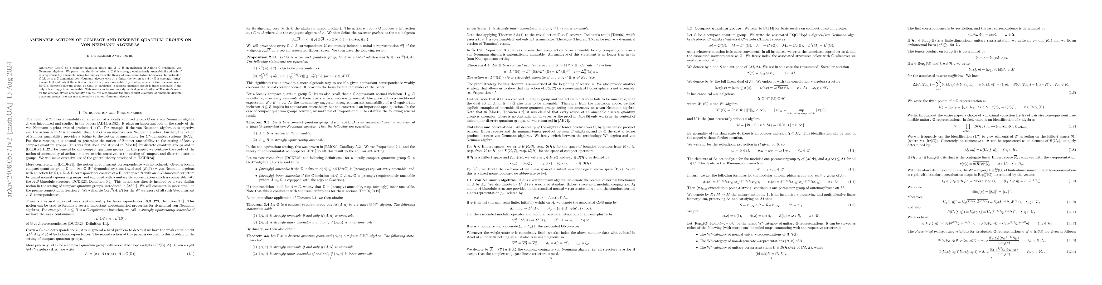 Thumbnail for Amenable actions of compact and discrete quantum groups on von Neumann
  algebras