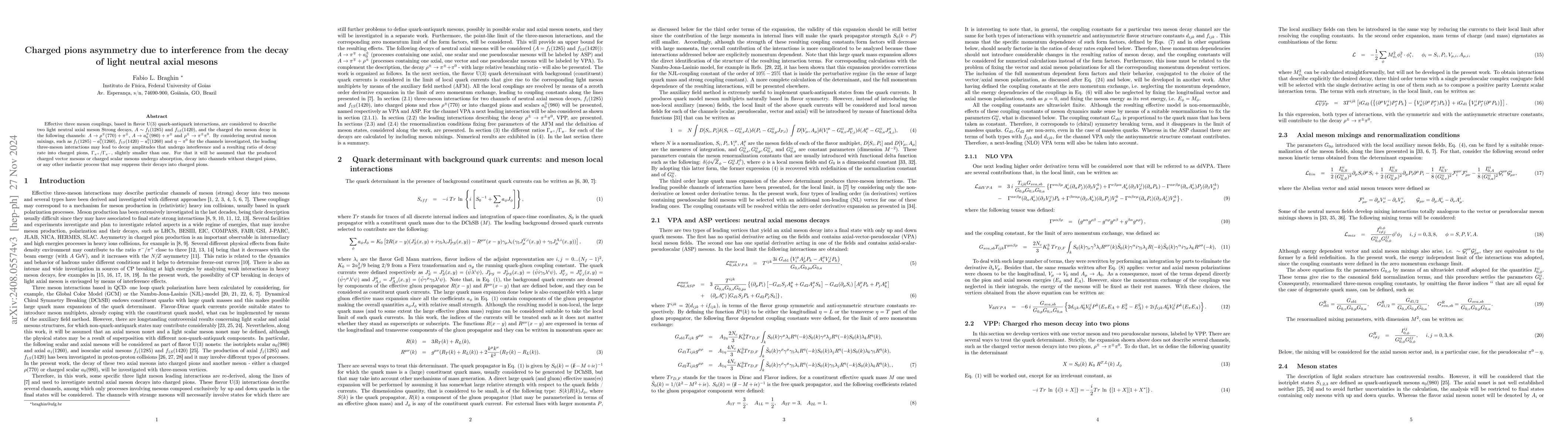 Thumbnail for Charged pions asymmetry from the decay of light neutral axial mesons due
  to interference
