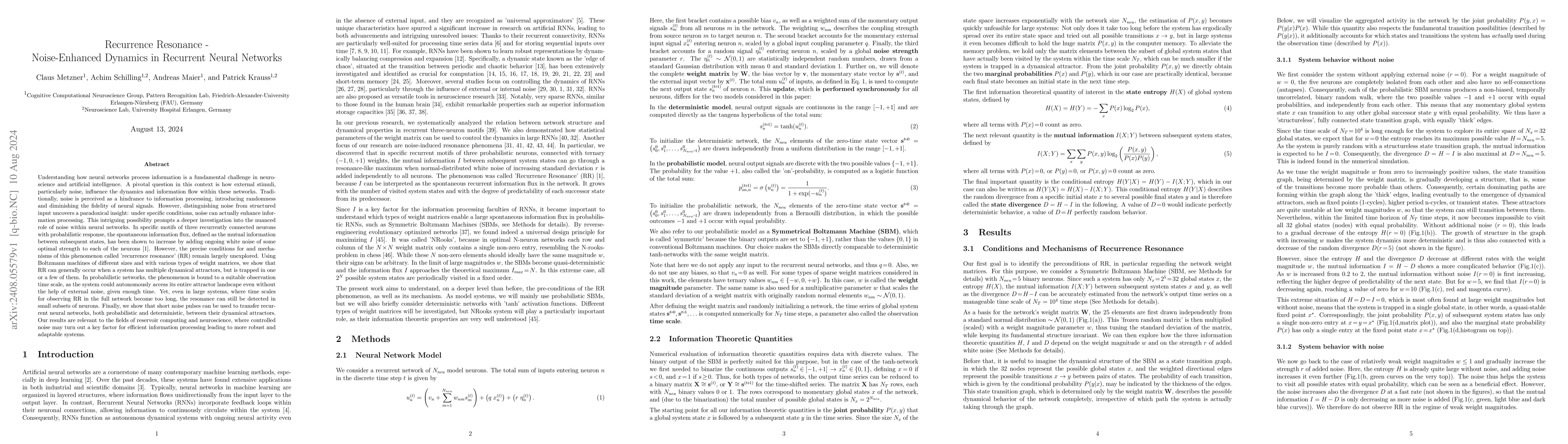 Thumbnail for Recurrence Resonance -- Noise-Enhanced Dynamics in Recurrent Neural
  Networks