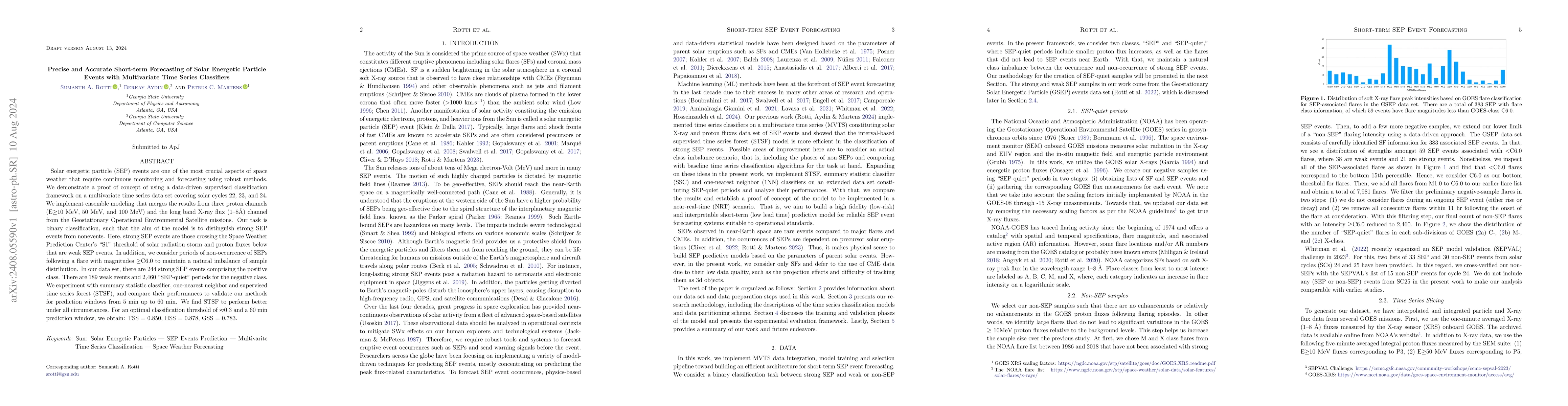 Thumbnail for Precise and Accurate Short-term Forecasting of Solar Energetic Particle
  Events with Multivariate Time Series Classifiers