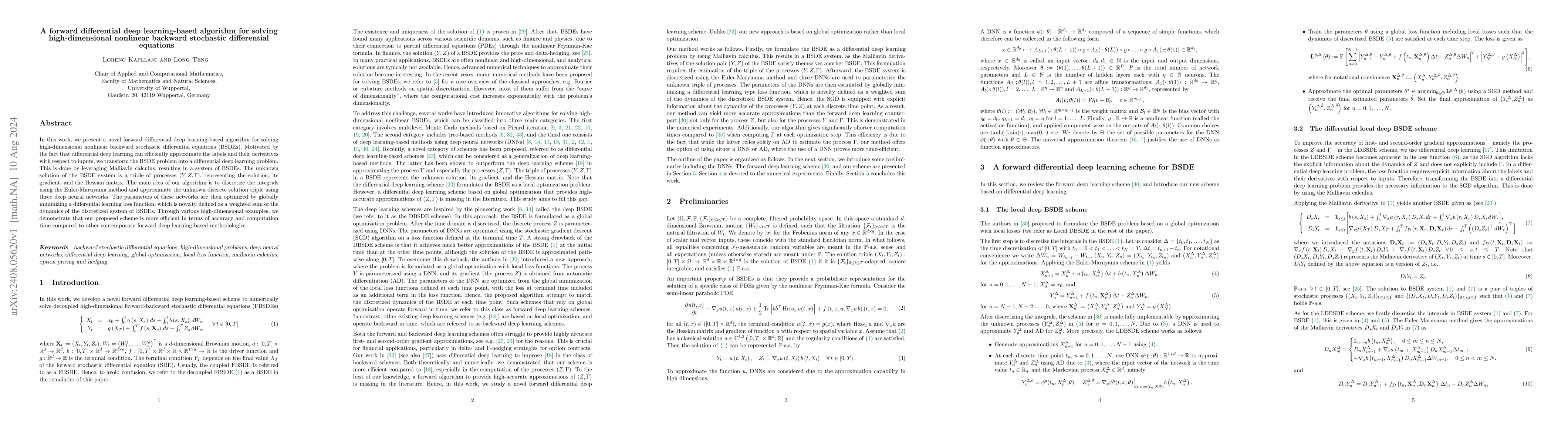 Thumbnail for A forward differential deep learning-based algorithm for solving
  high-dimensional nonlinear backward stochastic differential equations