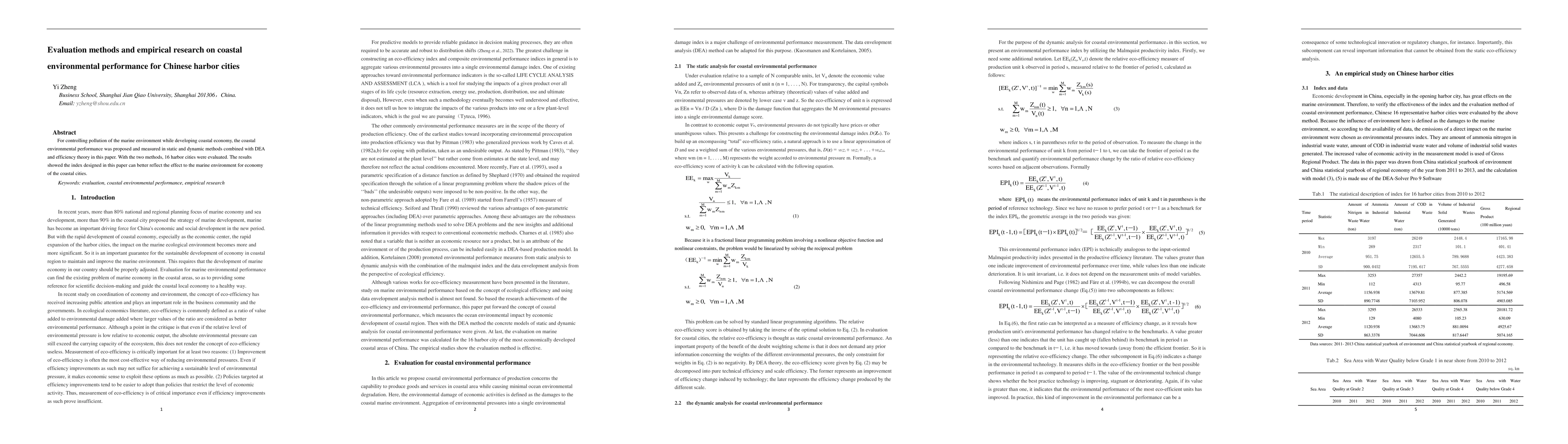 Thumbnail for Evaluation methods and empirical research on coastal environmental
  performance for Chinese harbor cities