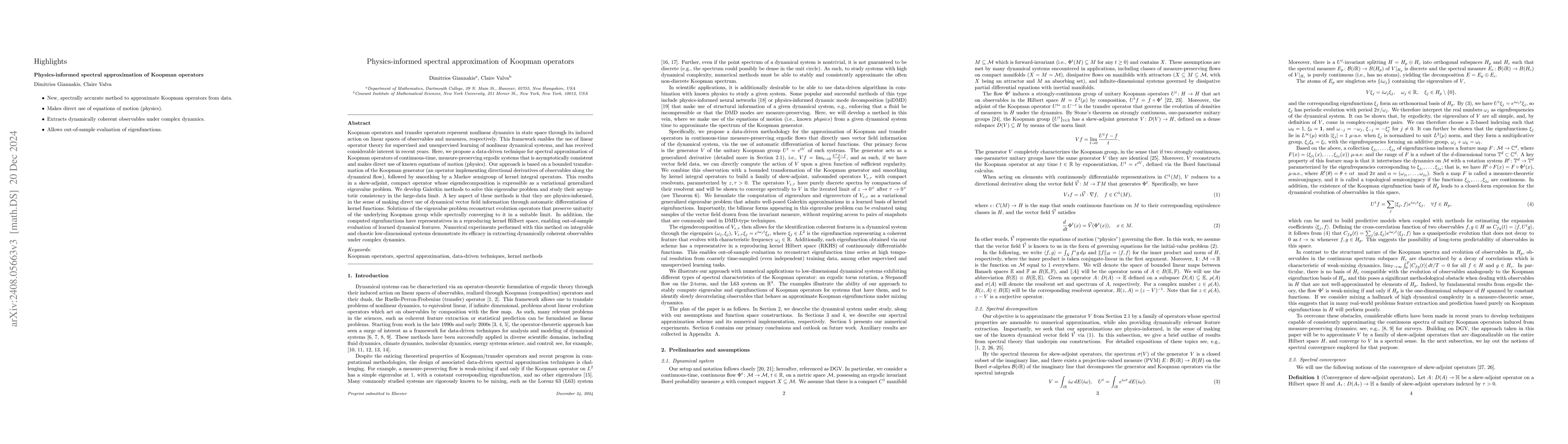 Thumbnail for Physics-informed spectral approximation of Koopman operators