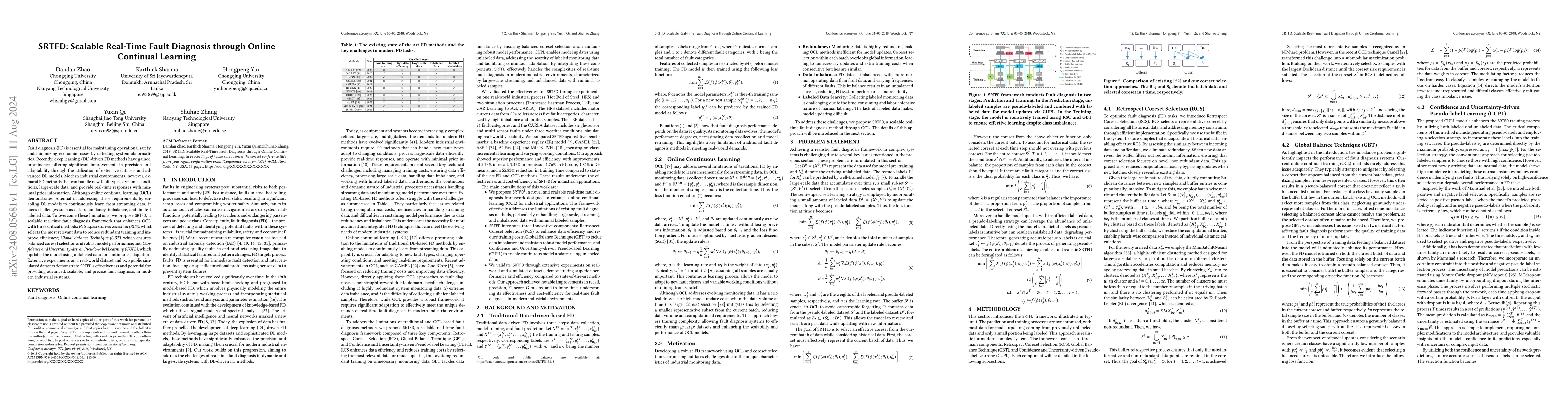 Thumbnail for SRTFD: Scalable Real-Time Fault Diagnosis through Online Continual
  Learning