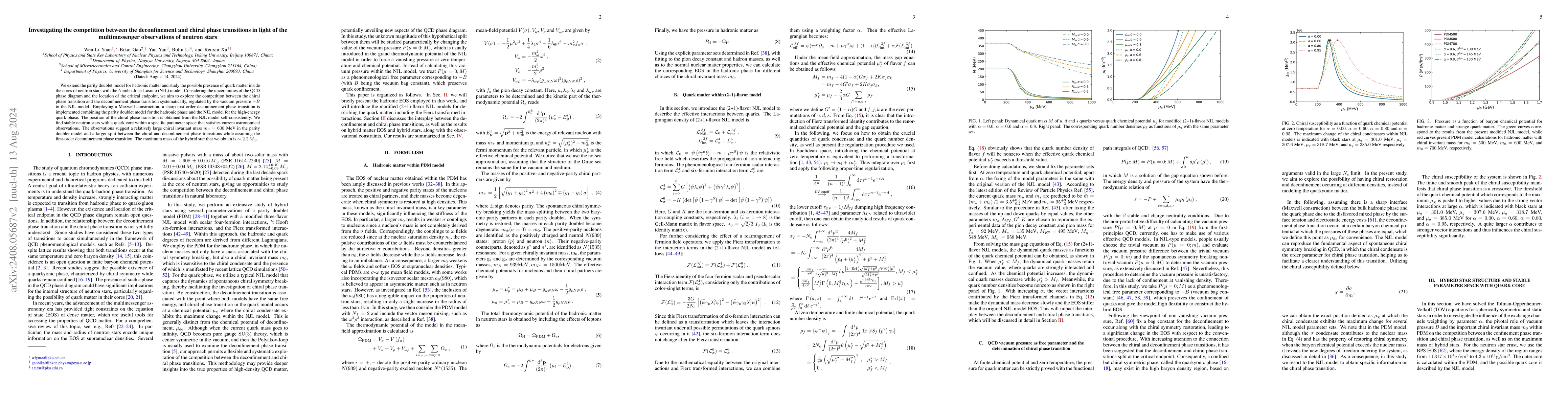 Thumbnail for Investigating the competition between the deconfinement and chiral phase
  transitions in light of the multimessenger observations of neutron stars
