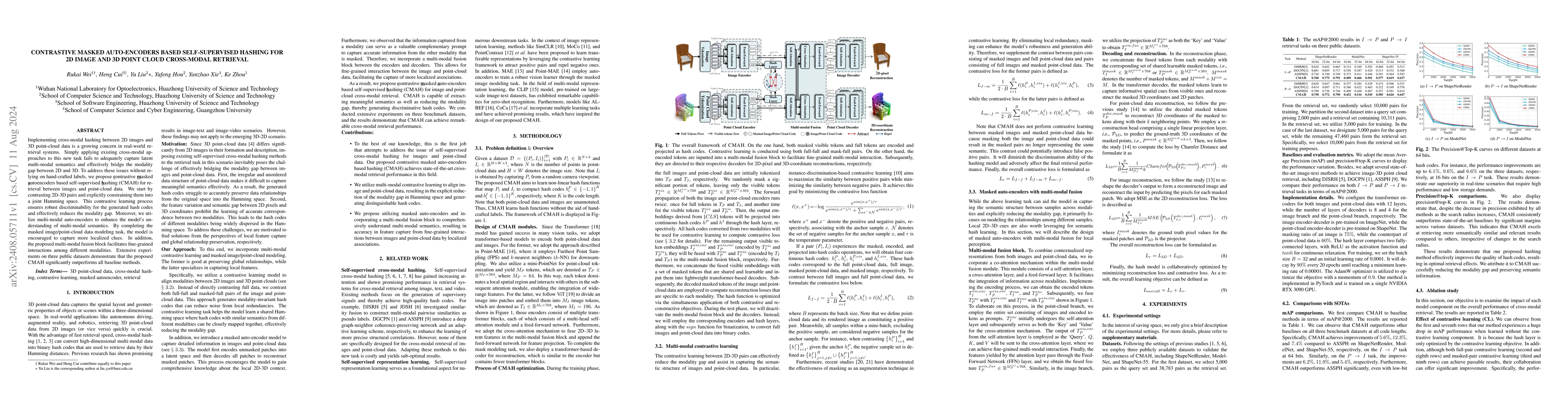 Thumbnail for Contrastive masked auto-encoders based self-supervised hashing for 2D
  image and 3D point cloud cross-modal retrieval